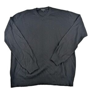 Mario Gilberti Sweater Mens Large L Black V-Neck Knit Made in Italy